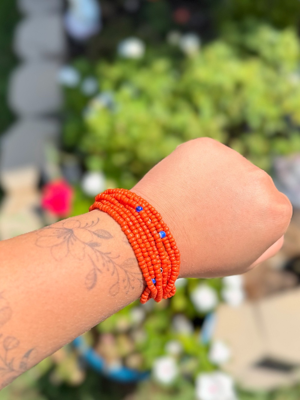 Handmade Orange Beaded Wrap Bracelet